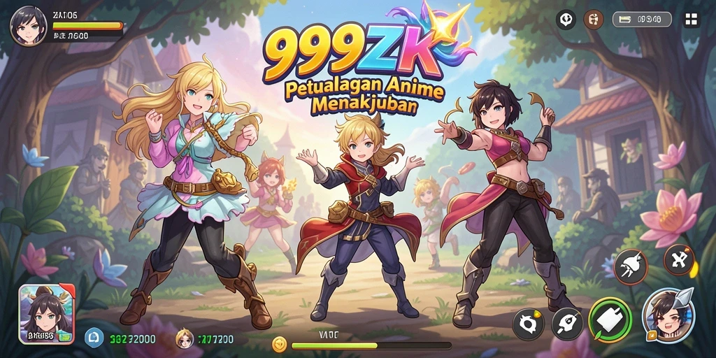 Gameplay seru dalam 999ZK dengan karakter anime ikonik.