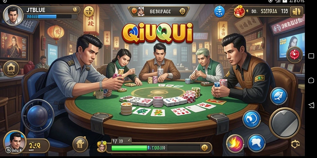 Gameplay JTBLUE yang seru dan interaktif dalam permainan QiuQiu.