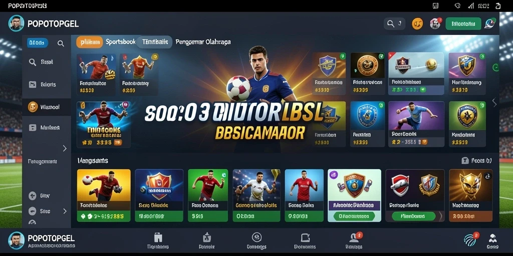 Screenshot tampilan utama POPOTOPGEL dengan pilihan taruhan olahraga.